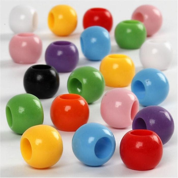 Cuentas Pony, dia 10 mm, medida agujero 4,5 mm, 65 gr, 110 ml/ 1 paquete