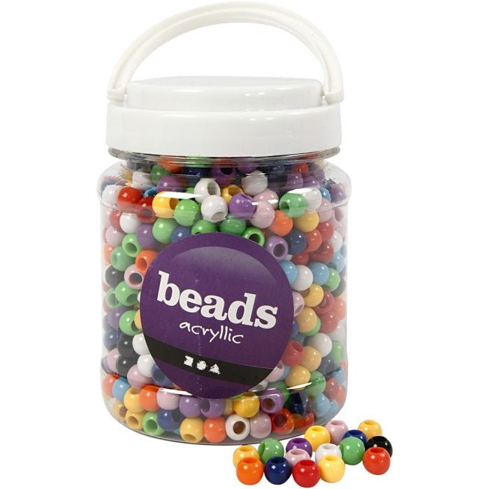 Cuentas Pony, dia 10 mm, medida agujero 4,5 mm, surtido de colores, 430 gr, 700 ml/ 1 bote