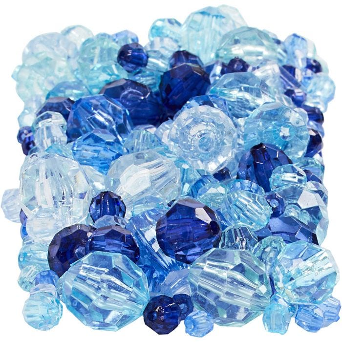 Cuentas Facetadas, medidas 4-12 mm, medida agujero 1-2,5 mm, azul harmonía, 250 gr/ 1 paquete
