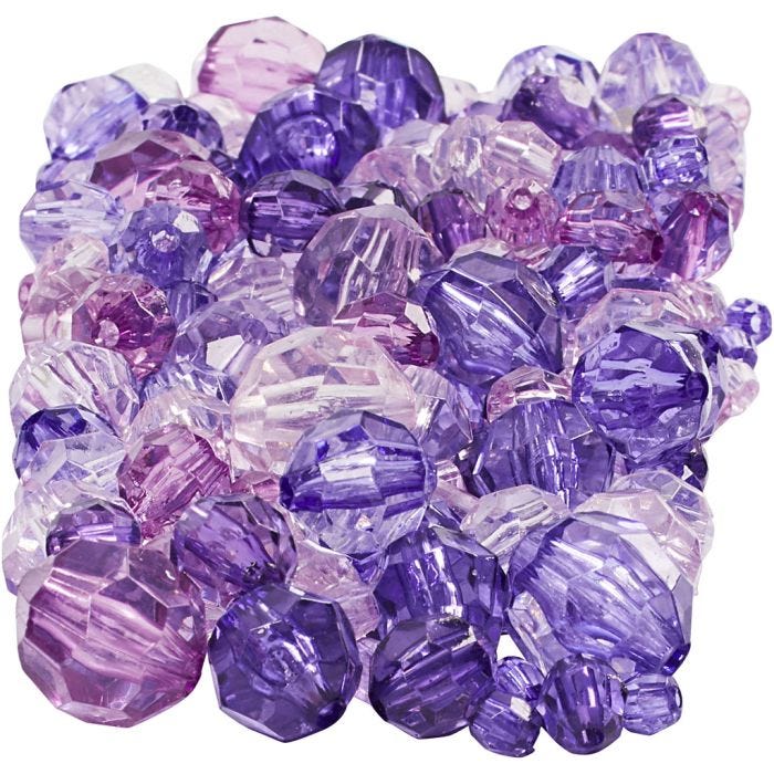 Cuentas Facetadas, medidas 4-12 mm, medida agujero 1-2,5 mm, morado, 250 gr/ 1 paquete