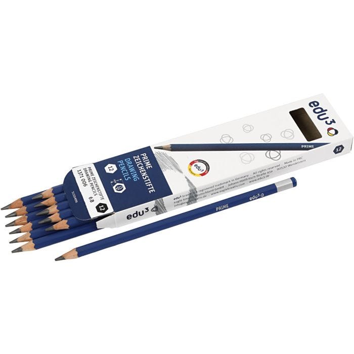 Lápiz de Dibujo Edu, 6B, 12 ud/ 1 paquete