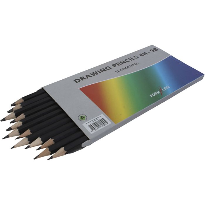 Lápiz de dibujo, B,2B,4B,5B,6B,8B,9B,HB,H,2H,3H,4H, 12 ud/ 1 paquete