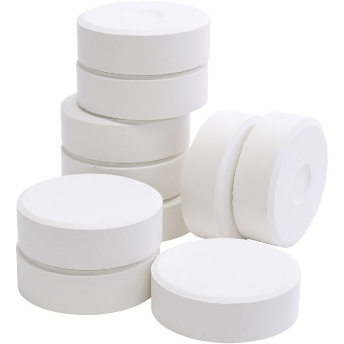 Pinturas acuarelables témpera, A: 19 mm, dia 57 mm, blanco, 10 ud/ 1 paquete