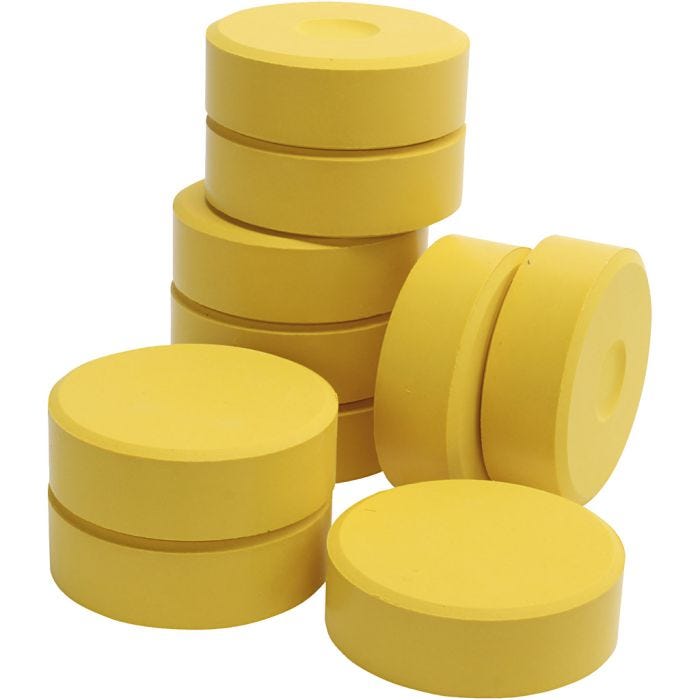 Pinturas acuarelables témpera, A: 19 mm, dia 57 mm, amarillo, 10 ud/ 1 paquete