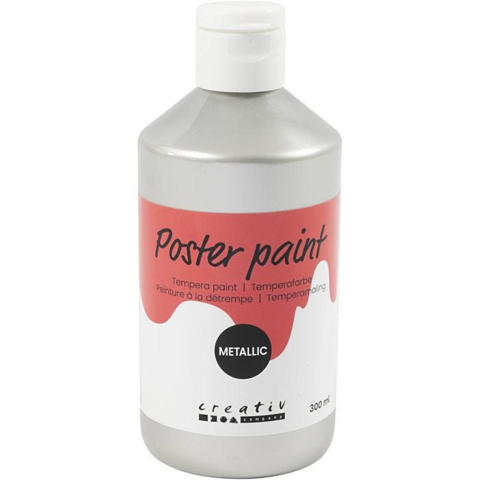 Pintura Témpera Metálica , plata, 300 ml/ 1 paquete