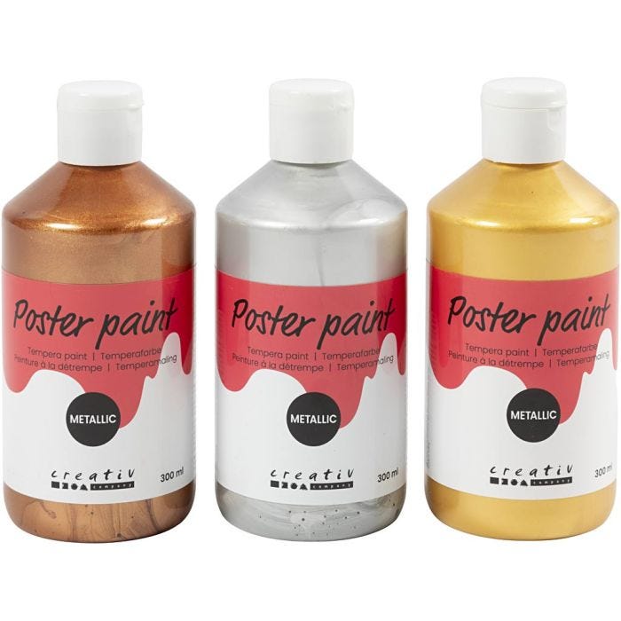 Pintura Témpera Metálica , surtido de colores, 3x300 ml/ 1 paquete