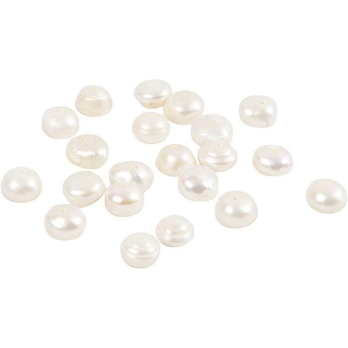 Perlas de agua dulce, medidas 4-6 mm, medida agujero 1 mm, madre perla, 40 cm/ 1 paquete