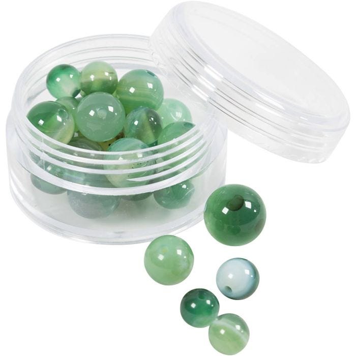Cuentas de ágata, medidas 13x8, 15x6 mm, medida agujero 0,9-1 mm, verde transparente, 28 ud/ 1 paquete