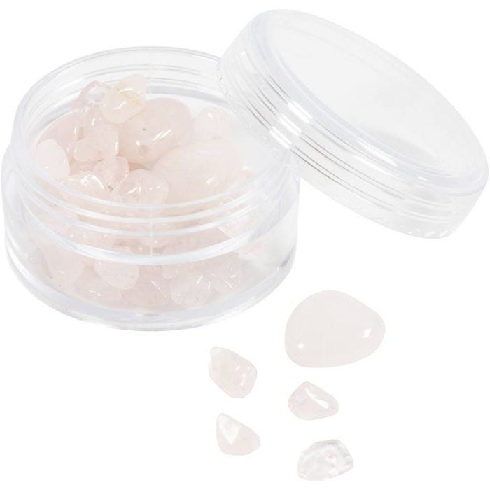 Cuentas de cristal, Cuarzo rosa, dia 7-12 mm, medida agujero 1 mm, rosado, 63 ud/ 1 paquete