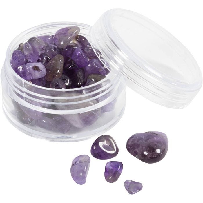 Cuentas de cristal, Amatista, dia 7-12 mm, medida agujero 1 mm, morado, 63 ud/ 1 paquete