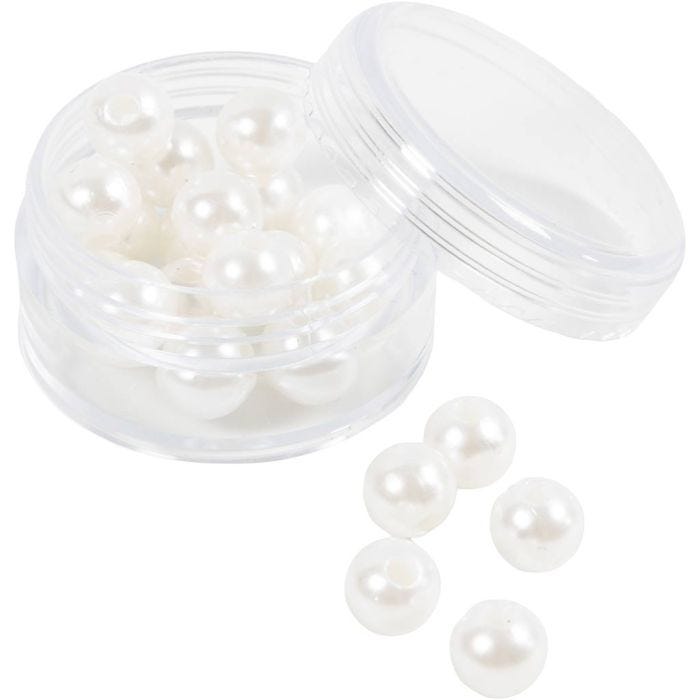 Perlas de Cera, dia 8 mm, medida agujero 2,3 mm, madre perla, 22 ud/ 1 paquete