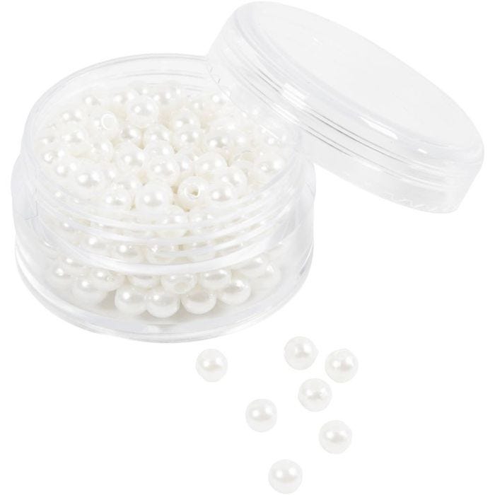 Perlas de Cera, dia 4 mm, medida agujero 1,5 mm, madre perla, 210 ud/ 1 paquete