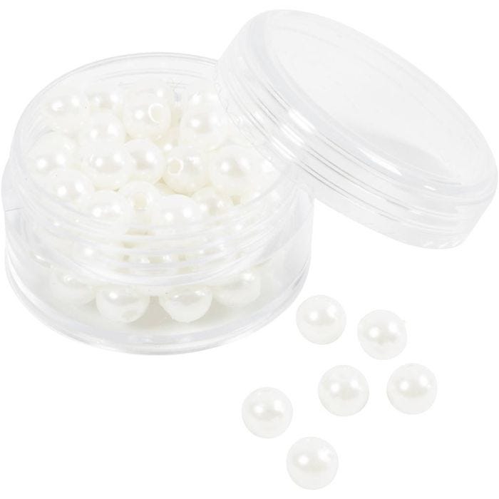 Perlas de Cera, dia 6 mm, medida agujero 1,9 mm, madre perla, 65 ud/ 1 paquete