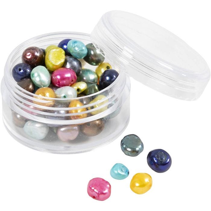 Perlas de agua dulce, dia 5-6 mm, medida agujero 0,5 mm, madre perla, 60 ud/ 1 paquete