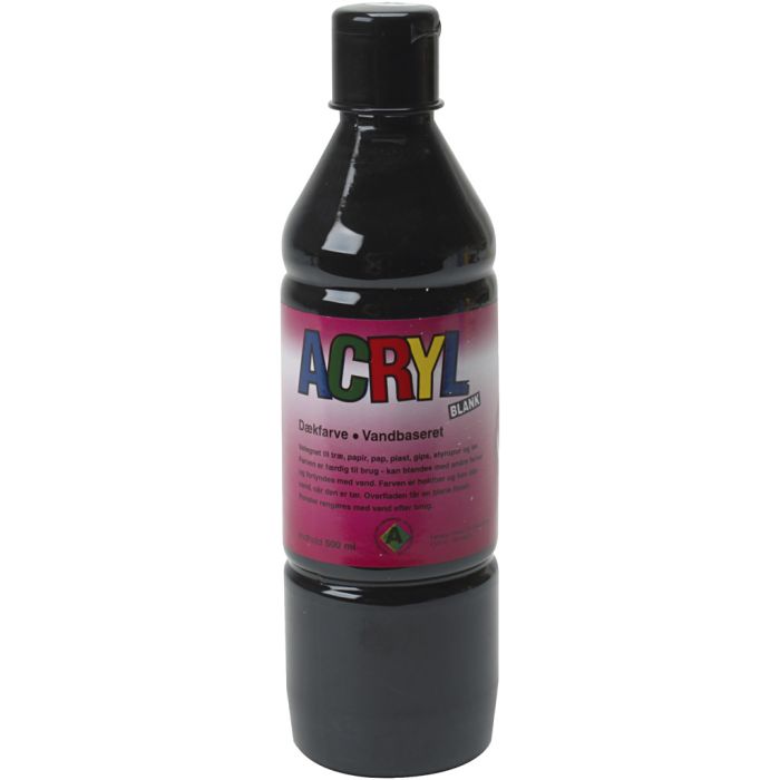 Pintura Acrílica, negro, 500 ml/ 1 botella