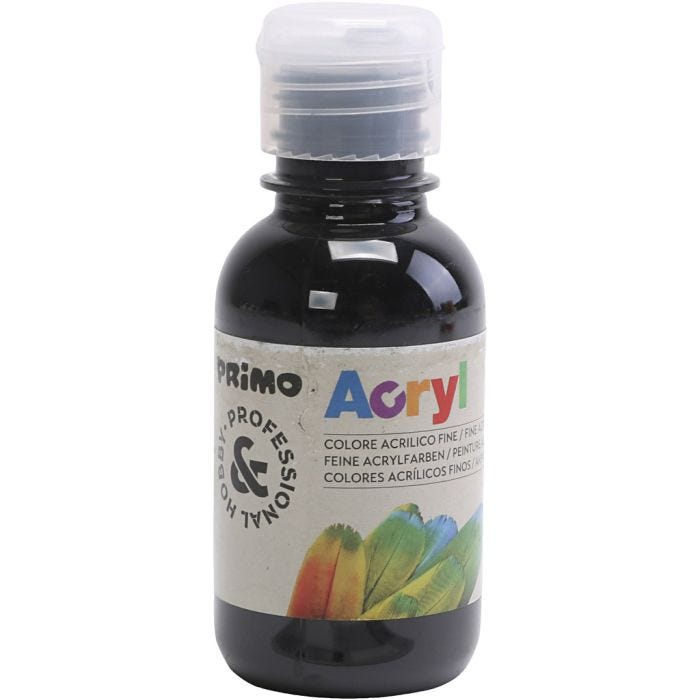 Pintura acrílica de lujo PRIMO, negro, 125 ml/ 1 botella