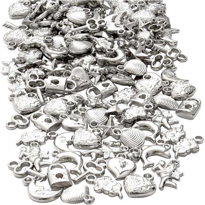 Colgantes de plata, medidas 15-20 mm, medida agujero 3 mm, 80 gr/ 1 paquete