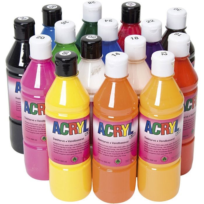 Pintura Acrílica, surtido de colores, 15x500 ml/ 1 paquete