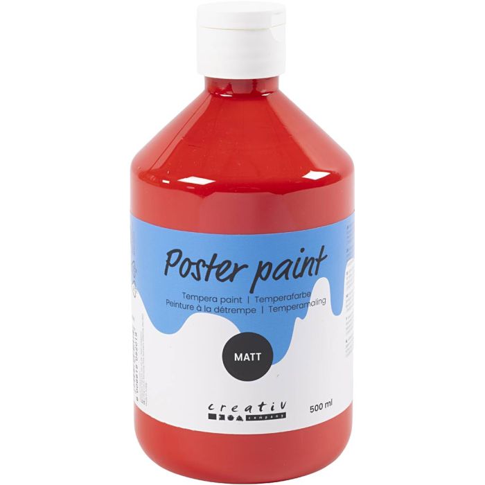 Pintura Témpera Mate, rojo, 500 ml/ 1 botella