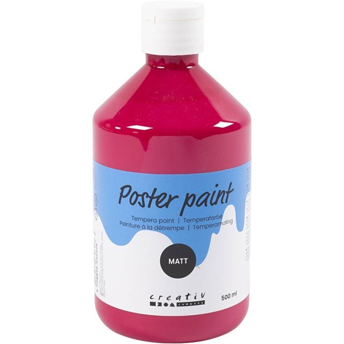 Pintura Témpera Mate, rojo primario, 500 ml/ 1 botella