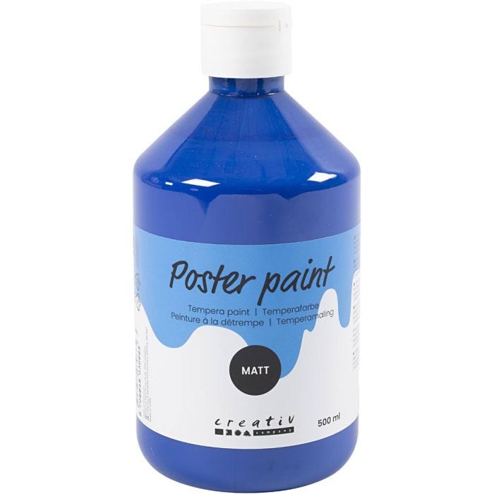 Pintura Témpera Mate, azul oscuro, 500 ml/ 1 botella