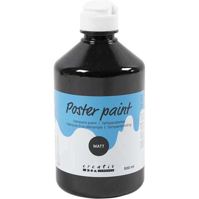 Pintura Témpera Mate, negro, 500 ml/ 1 botella