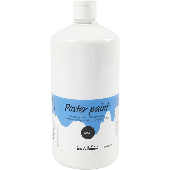 Pintura Témpera Mate, blanco, 1000 ml/ 1 botella