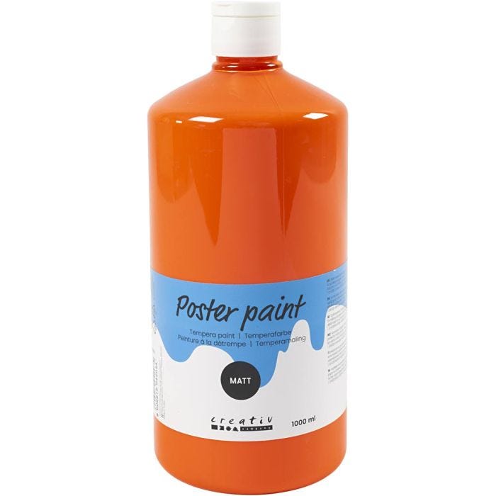 Pintura Témpera Mate, naranja, 1000 ml/ 1 botella