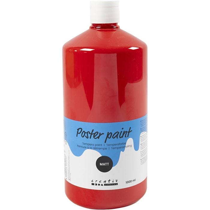Pintura Témpera Mate, rojo, 1000 ml/ 1 botella