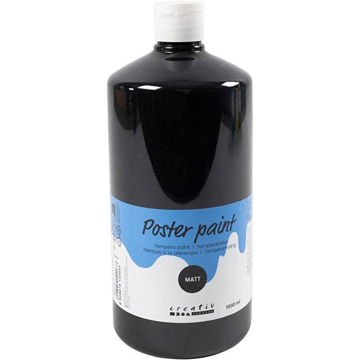 Pintura Témpera Mate, negro, 1000 ml/ 1 botella