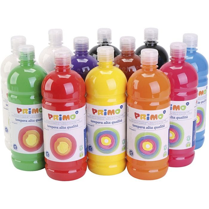 Pintura Témpera Mate, mate, surtido de colores, 12x1000 ml/ 1 paquete