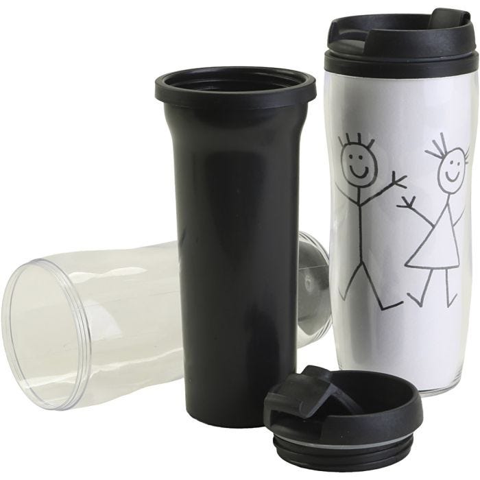 Taza termo con tapa, A: 17,5 cm, dia 7 cm, 12 ud/ 1 paquete