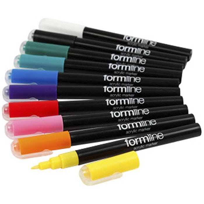 rotulador acrílico Formline, trazo ancho 0,7 mm, surtido de colores, 8 ud/ 1 paquete