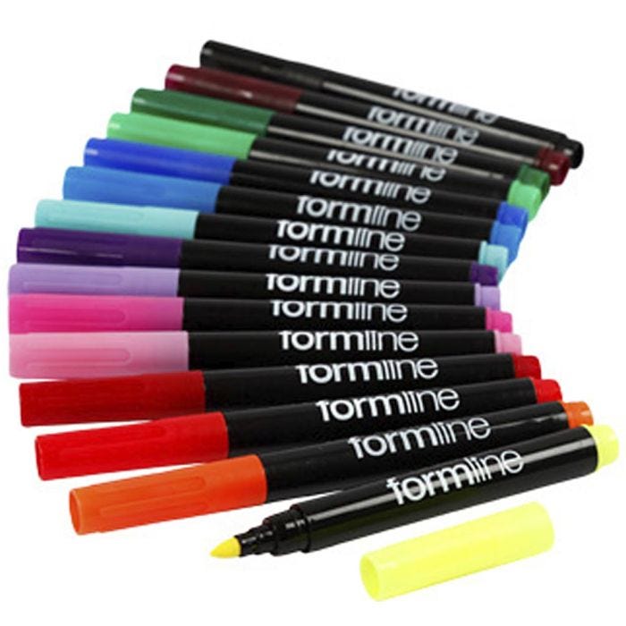 Rotuladores textiles Formline, trazo ancho 2-3 mm, El contenido puede variar , surtido de colores, 5x15 ud/ 1 paquete
