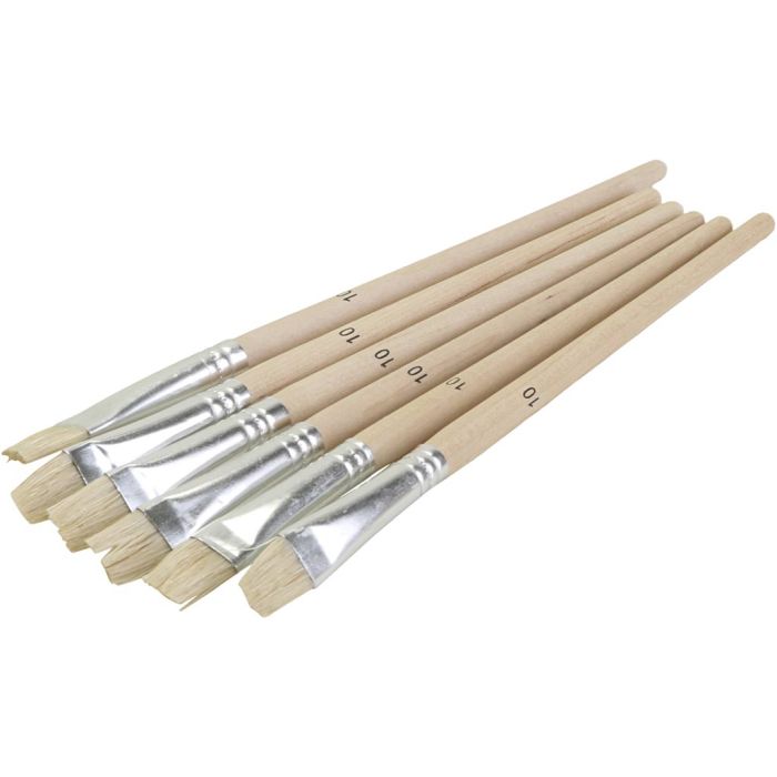 Pinceles escolares planos, medida 10, 6 ud/ 1 bolsa