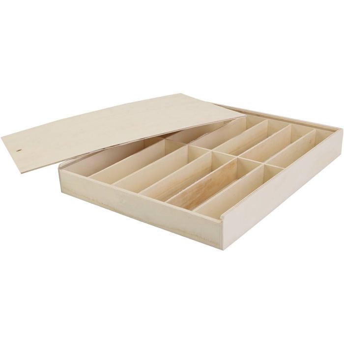 Caja de madera con tapa, medidas 29x37x5 cm, 1 ud