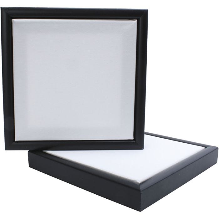 Lienzo con marco, medidas 20x20 cm, 280 gr, negro, blanco, 1 ud