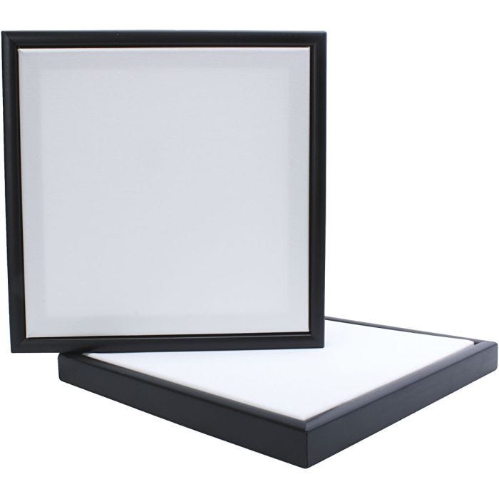 Lienzo con marco, medidas 30x30 cm, 280 gr, negro, blanco, 1 ud