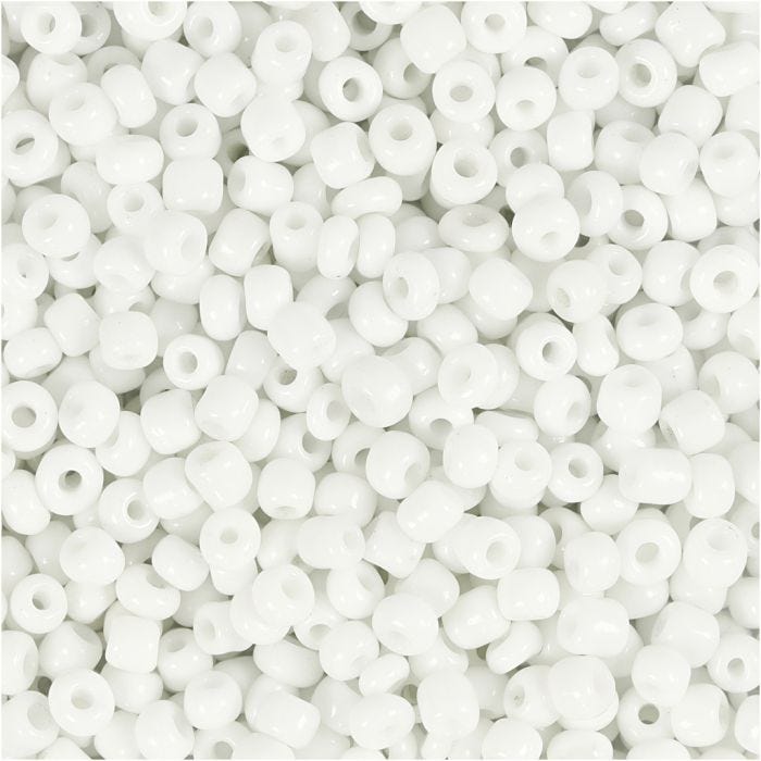 Cuentas de Semillas de Rocaille, dia 3 mm, medidas 8/0, medida agujero 0,6-1,0 mm, blanco, 25 gr/ 1 paquete