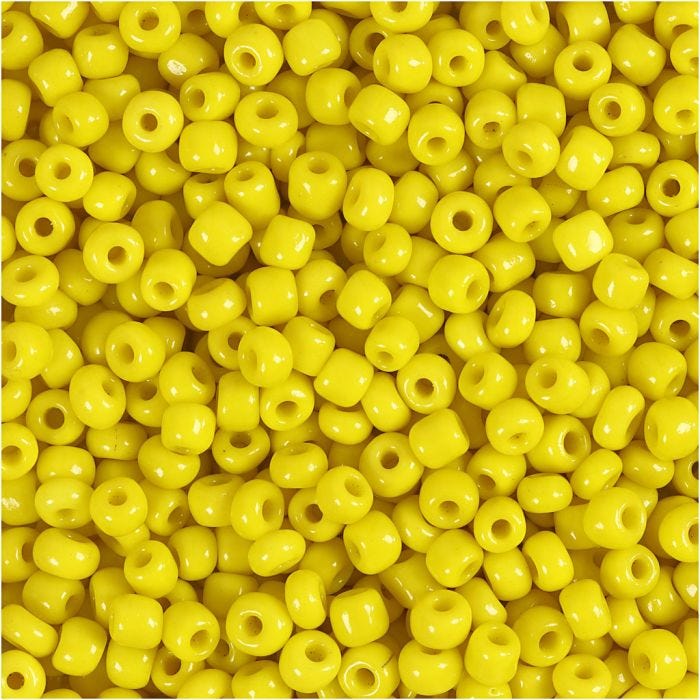 Cuentas de Semillas de Rocaille, dia 3 mm, medidas 8/0, medida agujero 0,6-1,0 mm, amarillo, 25 gr/ 1 paquete