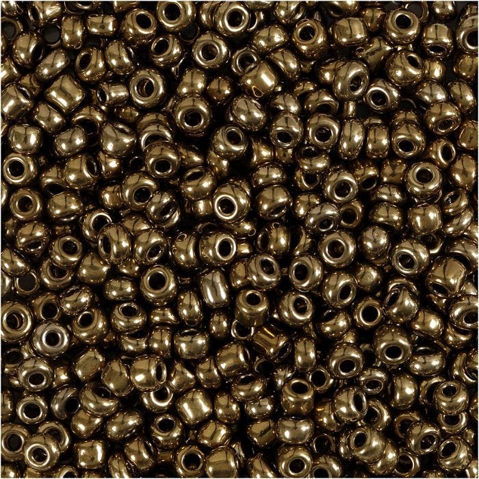 Cuentas de Semillas de Rocaille, dia 3 mm, medidas 8/0, medida agujero 0,6-1,0 mm, bronze, 25 gr/ 1 paquete