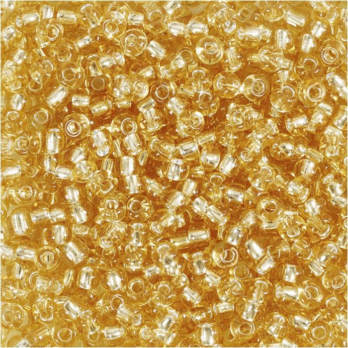 Cuentas de Semillas de Rocaille, dia 3 mm, medidas 8/0, medida agujero 0,6-1,0 mm, dorado, 25 gr/ 1 paquete