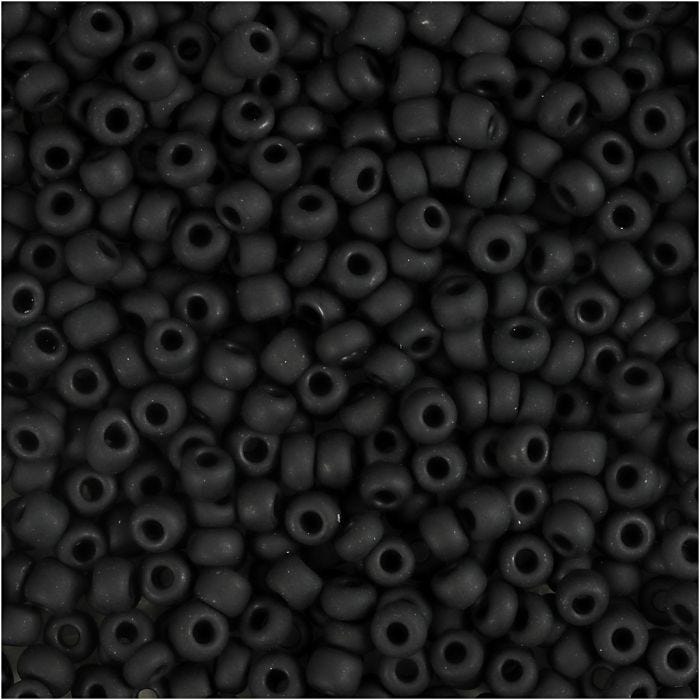Cuentas de Semillas de Rocaille, dia 3 mm, medidas 8/0, medida agujero 0,6-1,0 mm, negro helado, 25 gr/ 1 paquete