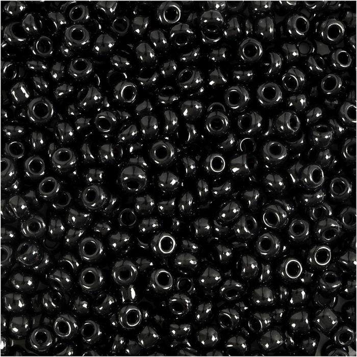 Cuentas de Semillas de Rocaille, dia 3 mm, medidas 8/0, medida agujero 0,6-1,0 mm, negro, 25 gr/ 1 paquete