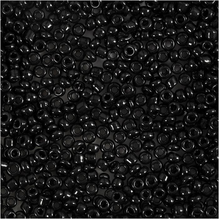 Cuentas de Semillas de Rocaille, dia 2 mm, medidas 12/0, medida agujero 0,8 mm, negro, 25 gr/ 1 paquete
