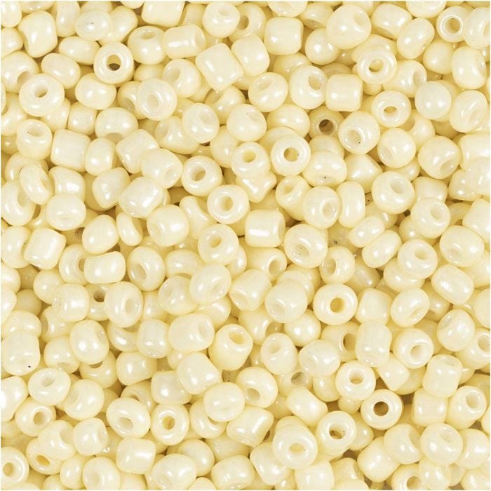 Cuentas de Semillas de Rocaille, dia 3 mm, medidas 8/0, medida agujero 0,6-1,0 mm, amarillo claro, 25 gr/ 1 paquete