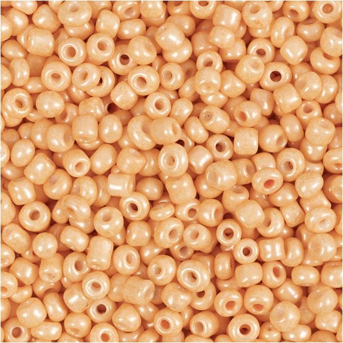 Cuentas de Semillas de Rocaille, dia 3 mm, medidas 8/0, medida agujero 0,6-1,0 mm, peach, 25 gr/ 1 paquete