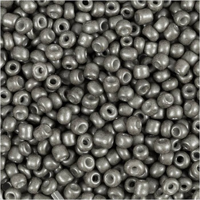 Cuentas de Semillas de Rocaille, dia 3 mm, medidas 8/0, medida agujero 0,6-1,0 mm, gris, 25 gr/ 1 paquete