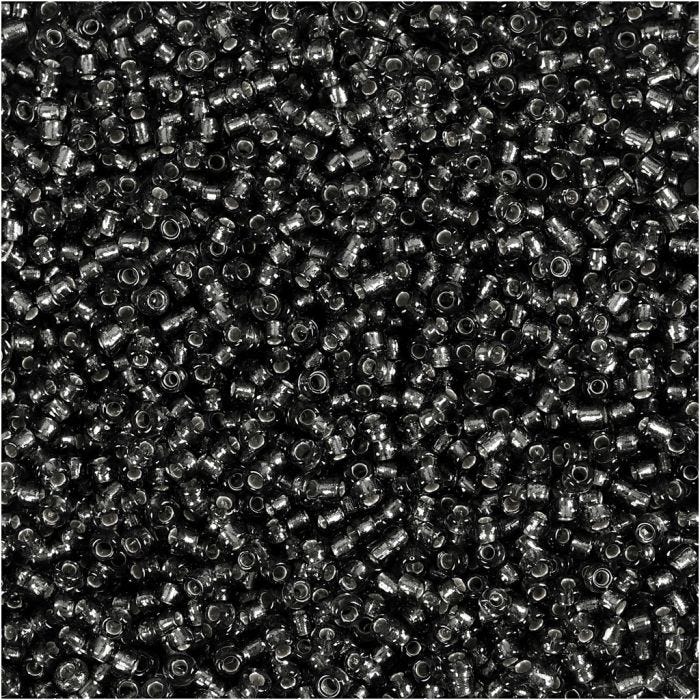 Cuentas de Semillas de Rocaille, dia 1,7 mm, medidas 15/0, medida agujero 0,5-0,8 mm, gris verdoso, 25 gr/ 1 paquete