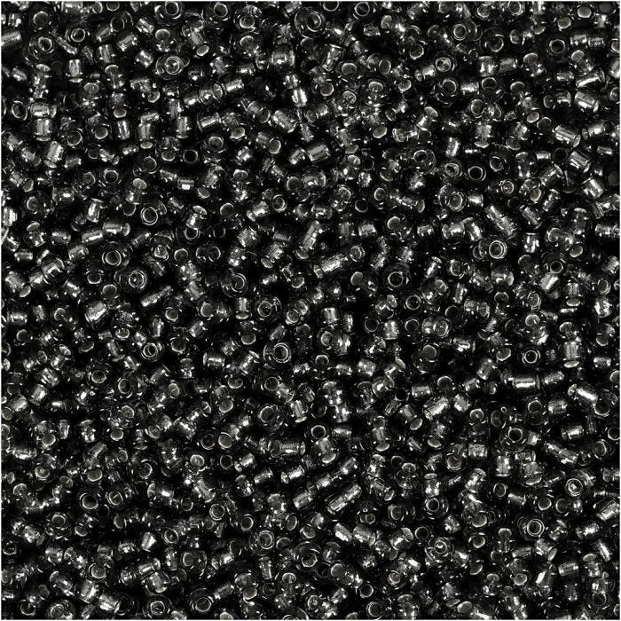 Cuentas de Semillas de Rocaille, dia 1,7 mm, medidas 15/0, medida agujero 0,5-0,8 mm, gris verdoso, 500 gr/ 1 bolsa